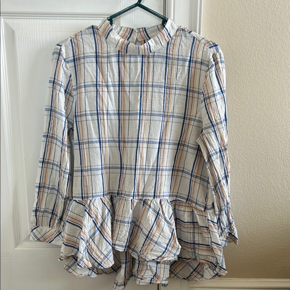 Maeve Plaid Peplum Blouse